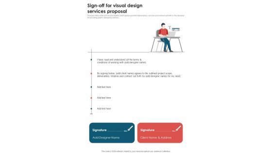 Sign Off For Visual Design Services Proposal One Pager Sample Example Document