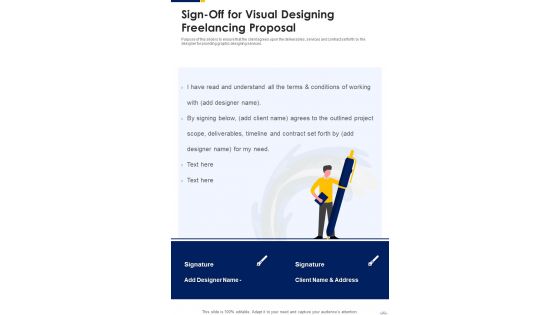 Sign Off For Visual Designing Freelancing Proposal One Pager Sample Example Document