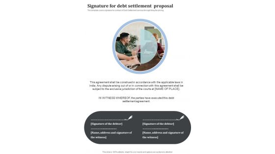 Signature For Debt Settlement Proposal One Pager Sample Example Document Signature For Debt Settlement Proposal One Pager Sample Example Document