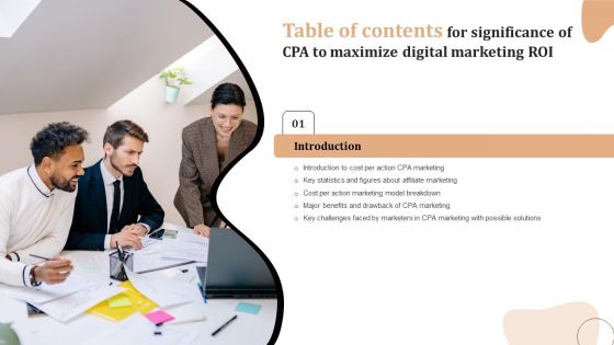 Significance Of CPA To Maximize Digital Marketing ROI Table Of Contents Download PDF Significance Of CPA To Maximize Digital Marketing ROI Table Of Contents Download PDF