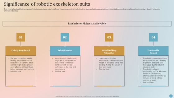 Significance Of Robotic Exoskeleton Suits Professional PDF