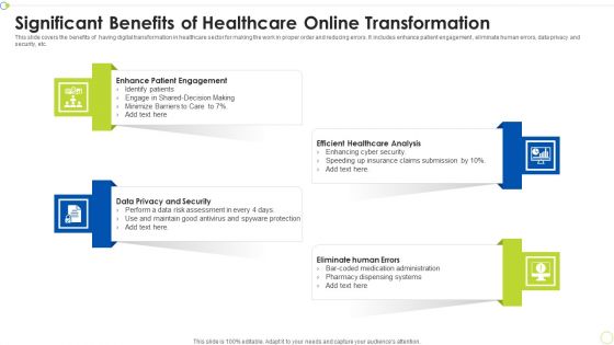 Significant Benefits Of Healthcare Online Transformation Ppt PowerPoint Presentation File Introduction PDF