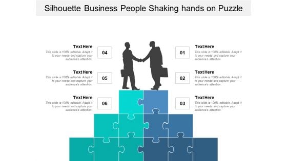 Silhouette Business People Shaking Hands On Puzzle Ppt PowerPoint Presentation Ideas Professional