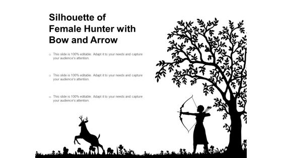 Silhouette Of Female Hunter With Bow And Arrow Ppt PowerPoint Presentation Ideas Visuals