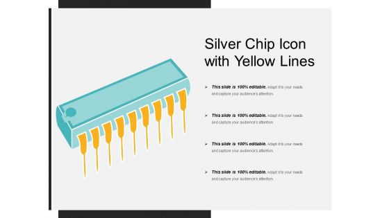 Silver Chip Icon With Yellow Lines Ppt PowerPoint Presentation Gallery Files PDF