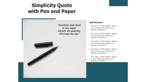 Simplicity Quote With Pen And Paper Ppt PowerPoint Presentation Icon Diagrams PDF