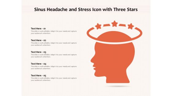 Sinus Headache And Stress Icon With Three Stars Ppt PowerPoint Presentation File Template PDF