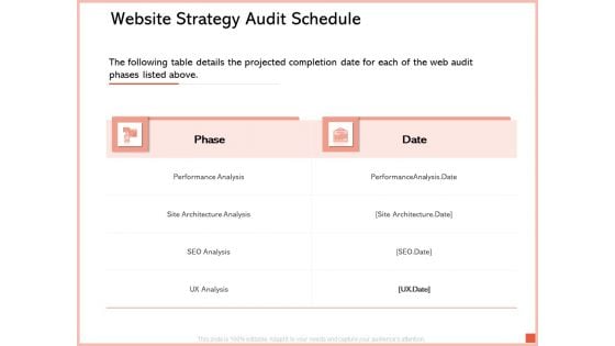 Site Analytic And Audit Proposal Website Strategy Audit Schedule Ppt File Introduction PDF