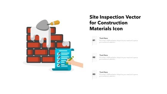 Site Inspection Vector For Construction Materials Icon Ppt PowerPoint Presentation Gallery Icon PDF