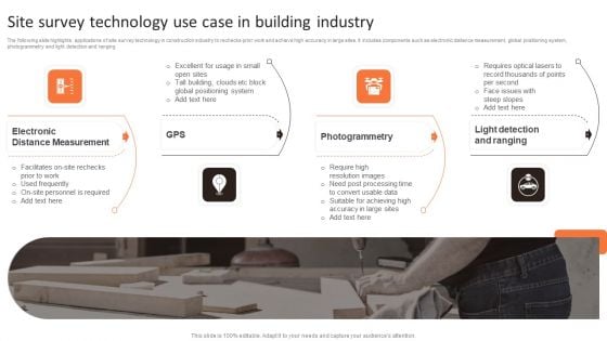 Site Survey Technology Use Case In Building Industry Ppt PowerPoint Presentation Gallery Example Introduction PDF