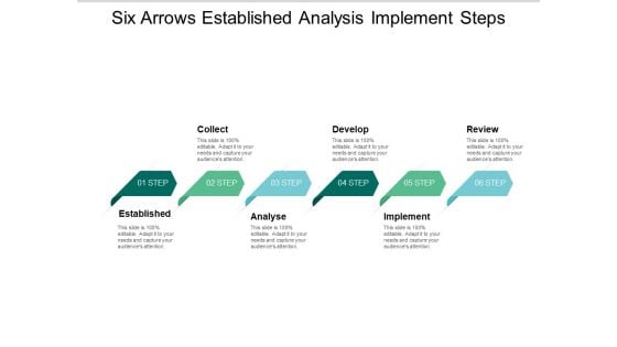 Six Arrows Established Analysis Implement Steps Ppt PowerPoint Presentation Gallery Brochure