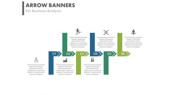 Six Arrows For Global Business Growth And Analysis Powerpoint Template