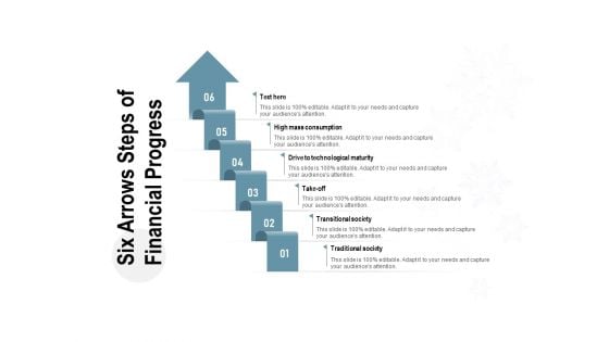 Six Arrows Steps Of Financial Progress Ppt PowerPoint Presentation Gallery Guidelines