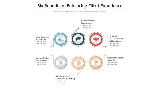 Six Benefits Of Enhancing Client Experience Ppt PowerPoint Presentation Portfolio Infographics PDF