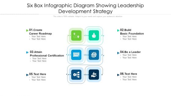 Six Box Infographic Diagram Showing Leadership Development Strategy Ppt PowerPoint Presentation File Deck PDF