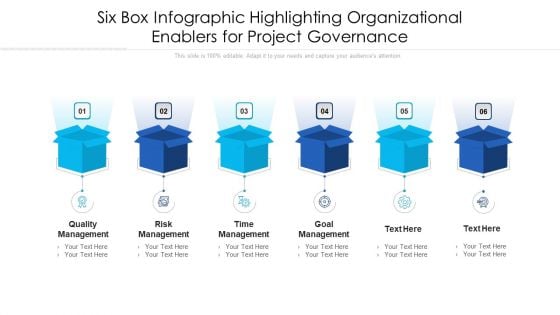 Six Box Infographic Highlighting Organizational Enablers For Project Governance Ppt PowerPoint Presentation Gallery Images PDF