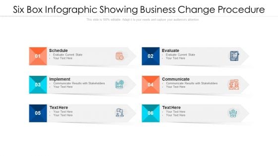 Six Box Infographic Showing Business Change Procedure Ppt PowerPoint Presentation Gallery Grid PDF