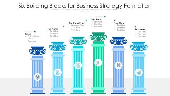 Six Building Blocks For Business Strategy Formation Ppt PowerPoint Presentation Gallery Mockup PDF