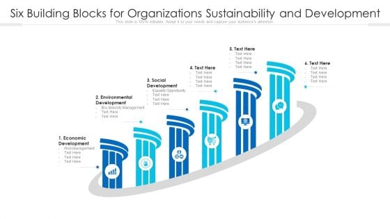 Six Building Blocks For Organizations Sustainability And Development Ppt PowerPoint Presentation Gallery Shapes PDF