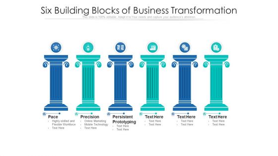 Six Building Blocks Of Business Transformation Ppt PowerPoint Presentation Gallery Diagrams PDF