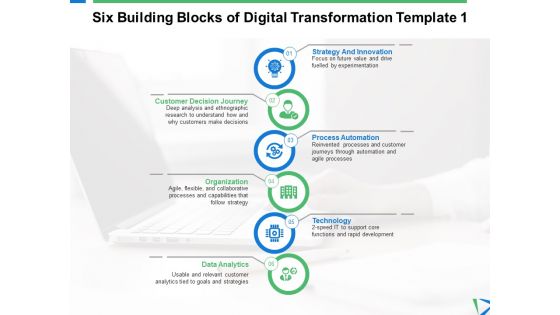 Six Building Blocks Of Digital Transformation Data Analytics Ppt PowerPoint Presentation Outline Guide