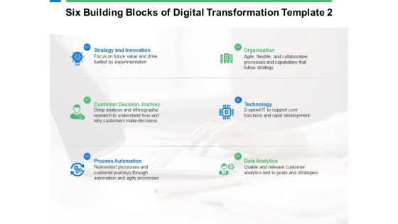 Six Building Blocks Of Digital Transformation Technology Ppt PowerPoint Presentation Infographic Template Guide