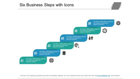 Six Business Steps With Icons Ppt PowerPoint Presentation Slides Maker