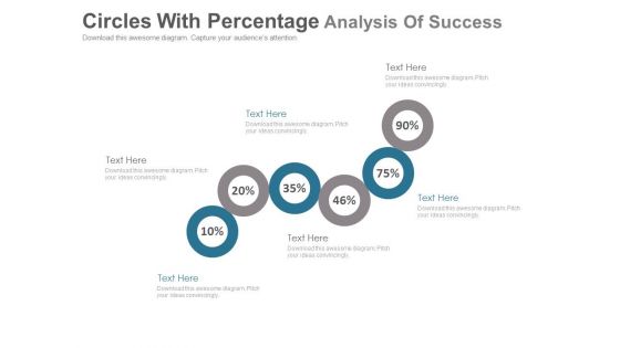 Six Circles For Percentage Value Analysis Powerpoint Slides