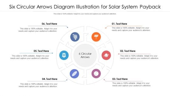 Six Circular Arrows Diagram Illustration For Solar System Payback Mockup PDF