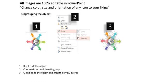 Six Circular Arrows With Globe And Icons Powerpoint Template