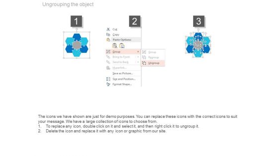 Six Circular Hexagons For Workflow Powerpoint Slides