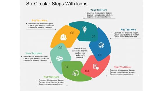 Six Circular Steps With Icons Powerpoint Template