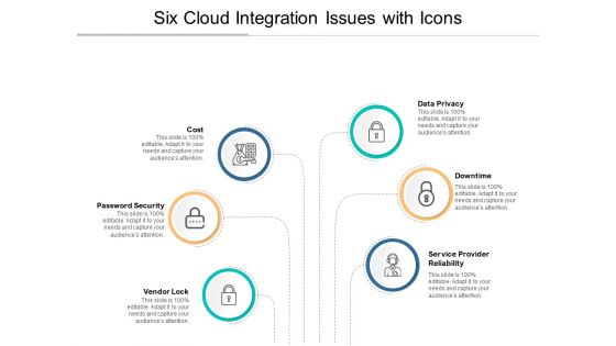 Six Cloud Integration Issues With Icons Ppt PowerPoint Presentation Portfolio Design Inspiration