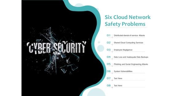 Six Cloud Network Safety Problems Ppt PowerPoint Presentation File Background PDF