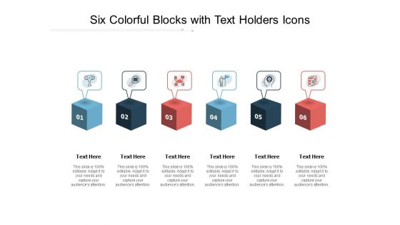 Six Colorful Blocks With Text Holders Icons Ppt PowerPoint Presentation Ideas Summary