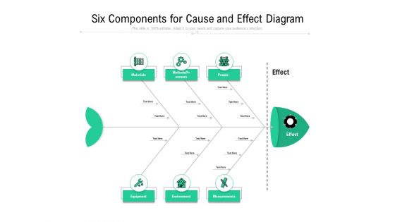 Six Components For Cause And Effect Diagram Ppt PowerPoint Presentation Infographic Template Gridlines PDF