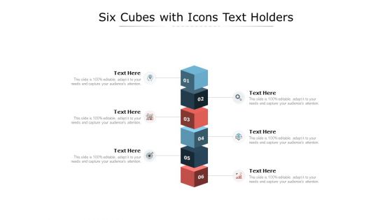 Six Cubes With Icons Text Holders Ppt PowerPoint Presentation Visual Aids Styles