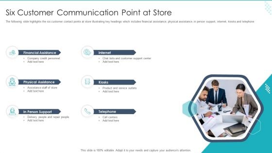 Six Customer Communication Point At Store Ppt Styles Deck PDF