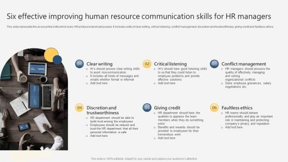 Six Effective Improving Human Resource Communication Skills For HR Managers Clipart PDF