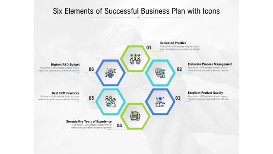 Six Elements Of Successful Business Plan With Icons Ppt PowerPoint Presentation Show Slideshow