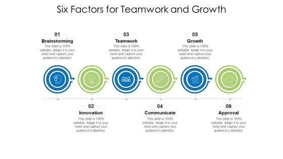 Six Factors For Teamwork And Growth Ppt PowerPoint Presentation Icon Deck PDF