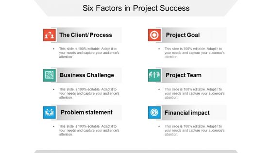 Six Factors In Project Success Ppt PowerPoint Presentation Infographics Designs Download