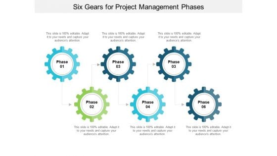 Six Gears For Project Management Phases Ppt PowerPoint Presentation Layouts Outline