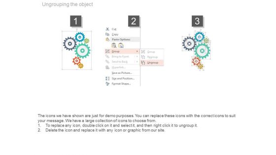 Six Gears With Strategy And Business Icons Powerpoint Template