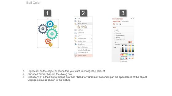 Six Gears With Strategy And Business Icons Powerpoint Template