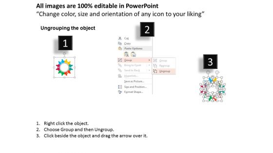 Six Icons On Gear Around Business Man Powerpoint Templates