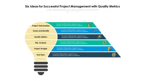 Six Ideas For Successful Project Management With Quality Metrics Ppt PowerPoint Presentation Model Template PDF Six Ideas For Successful Project Management With Quality Metrics Ppt PowerPoint Presentation Model Template PDF