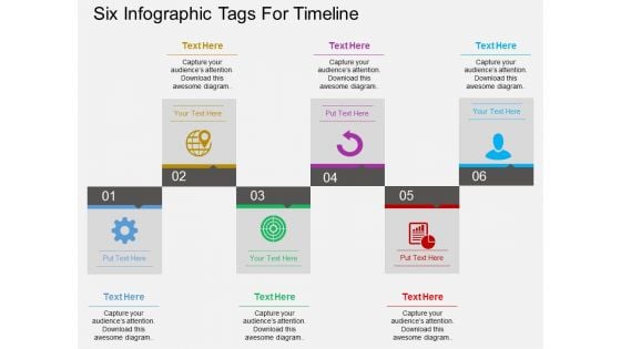 Six Infographic Tags For Timeline Powerpoint Templates