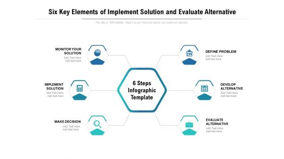 Six Key Elements Of Implement Solution And Evaluate Alternative Ppt PowerPoint Presentation File Professional PDF