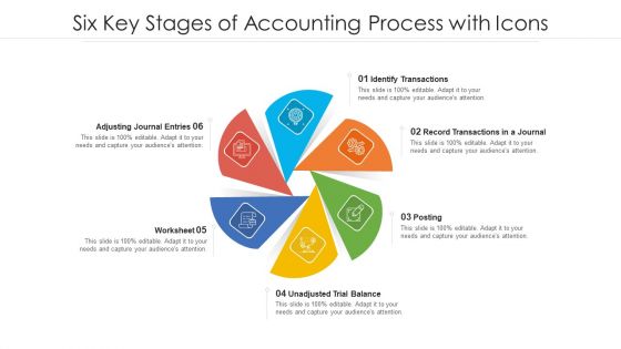 Six Key Stages Of Accounting Process With Icons Ppt PowerPoint Presentation Gallery Infographic Template PDF